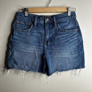 Madewell‎ Women Jean Shorts Blue Denim High Rise Cut-off Dark Wash Sz 26 Classic